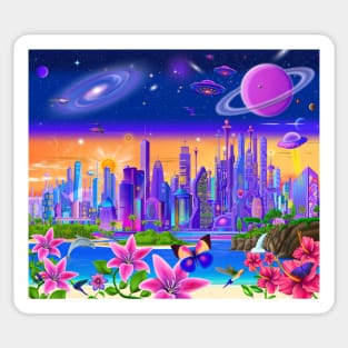 Cosmic City Oasis Sticker